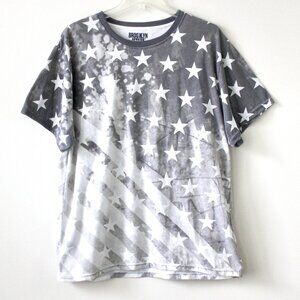 Brooklyn XPress Grey American Flag Stars Stripes Short-Sleeve T-Shirt Extra Larg